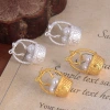 The new mid-style pearl flower basket earrings are niche, exquisite and high-end. The stud earrings are fashionable, elegant, trendy and versatile details Picture